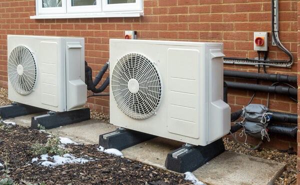 Modern heat pumps for residential installation.