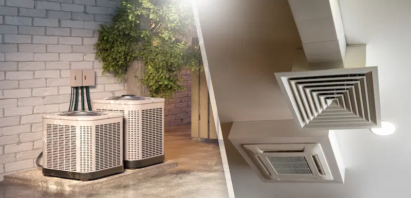 Ducted heat pumps with vents under the ceiling